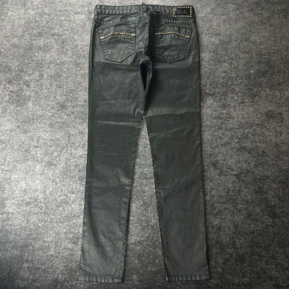 Vintage Robin’s Jean Women’s 27 Low Rise Black Coated Embroidered Studded Jeans
